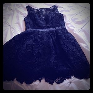 Low back, black lace Aidan Mattox cocktail dress